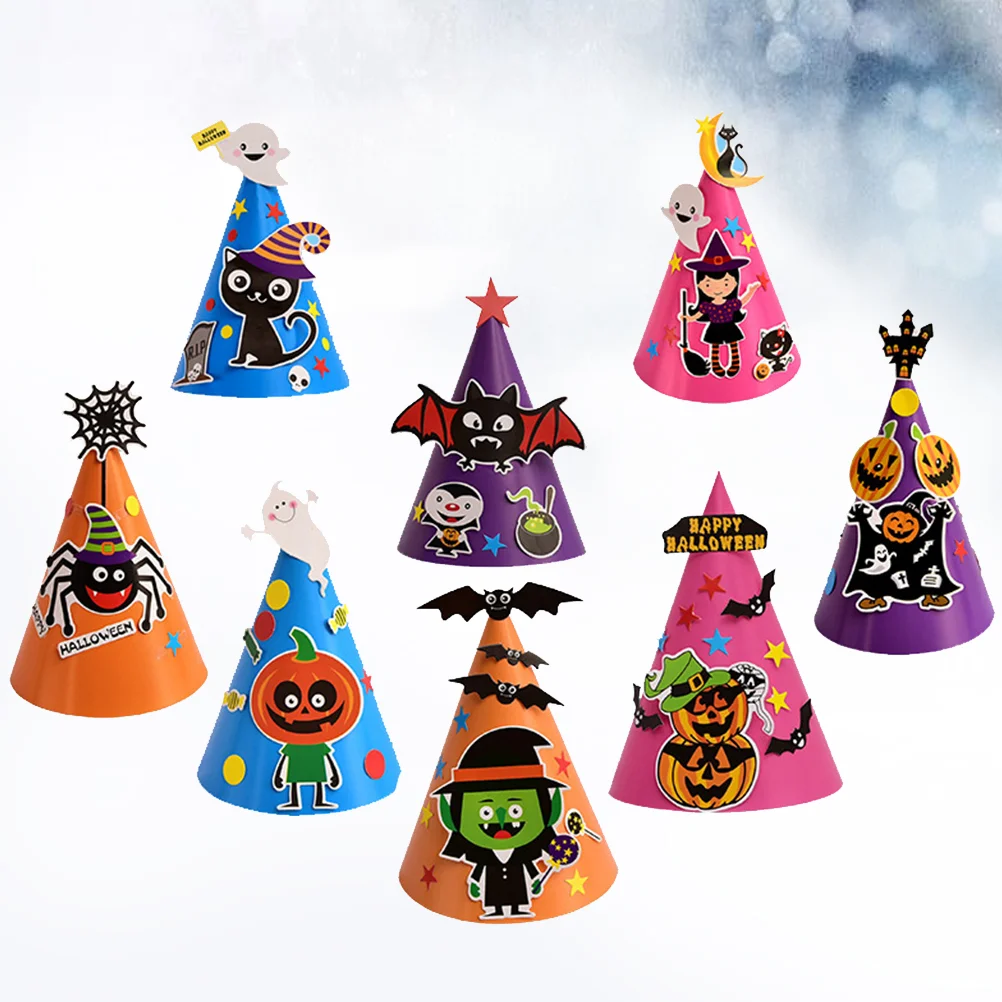 

8 Pcs Cartoon Paper Hat Craft Caps DIY Paper Hat Masquerade Party Dress Supplies for Children Kids