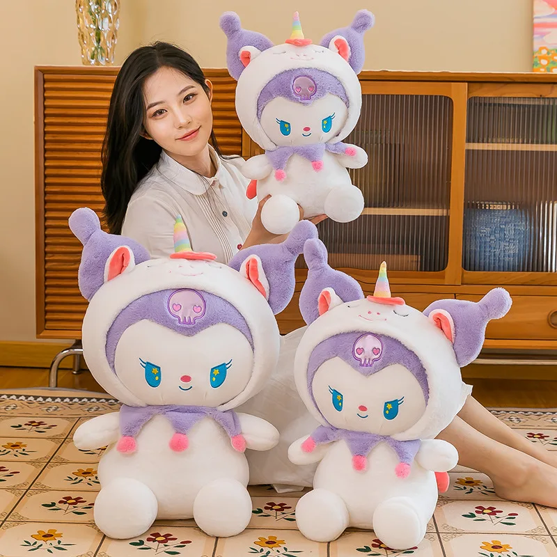 

60cm New Sanrio Anime Kuromi Unicorn Plush Toy Sleeping Pillow Girls Cartoon Cute Stuffed Plushie Dolls Surprise Gifts