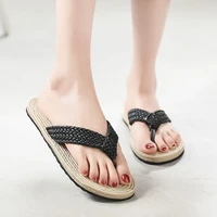 fashion women slippers beach flip flops outside casual shoes woman non slip home linen slippers female flat shoes summer sandals