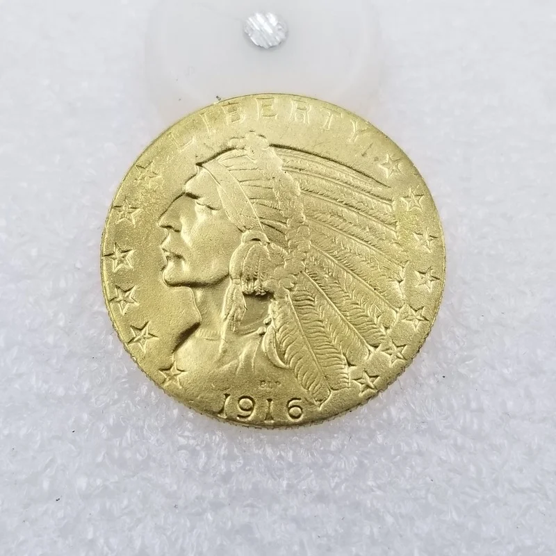 

American 1916 S Version 5 Dollars Brass Gold-plated Commemorative Collectible Coin Gift Lucky Challenge Coin