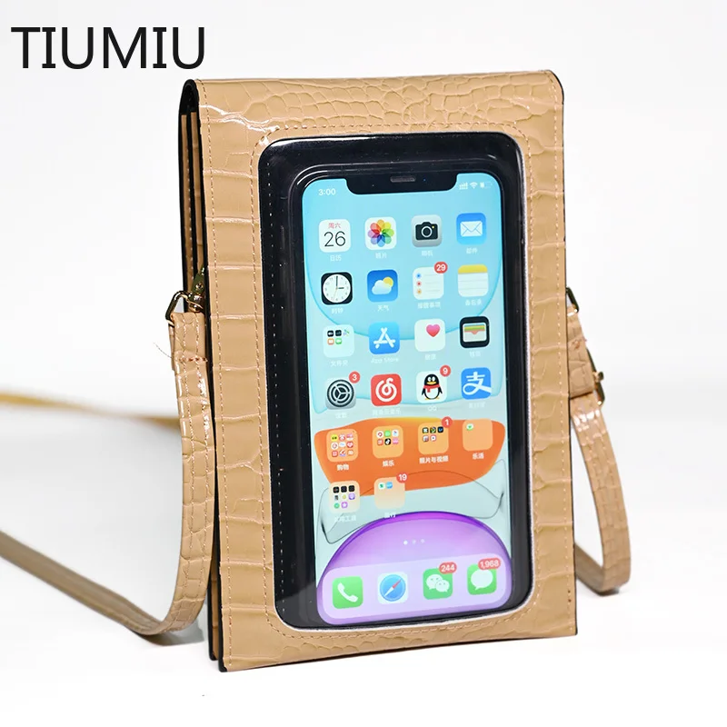 

TIUMIUScreen Touchable Phone Bag For Women PU Messenger Shoulder Bags Ladies Small Crossbody Wallet Coin Purse Card Holder