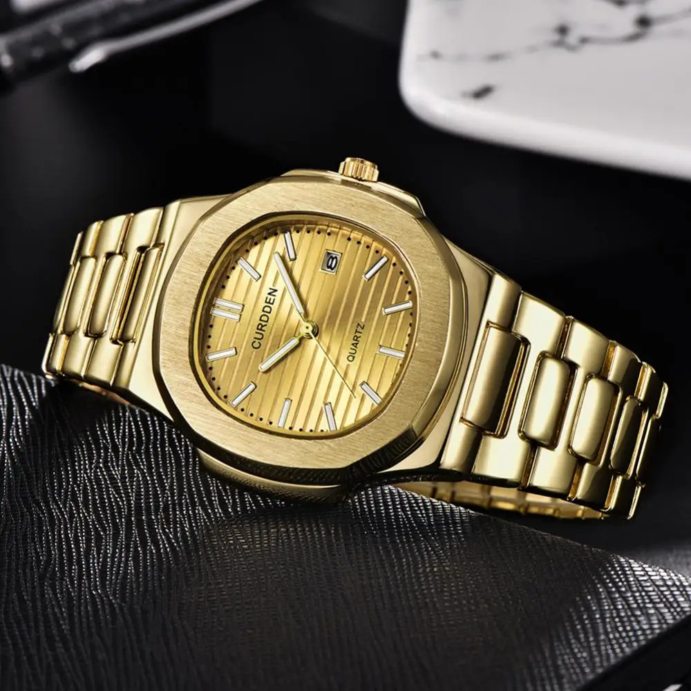 

Curdden Business Men Calendar Analog Stainless Steel Band Quartz Wrist Watch