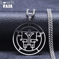 demon seal of orias stainless steel chain necklaces womenmen silver color satan round necklace jewelry gargantilha n4591s04