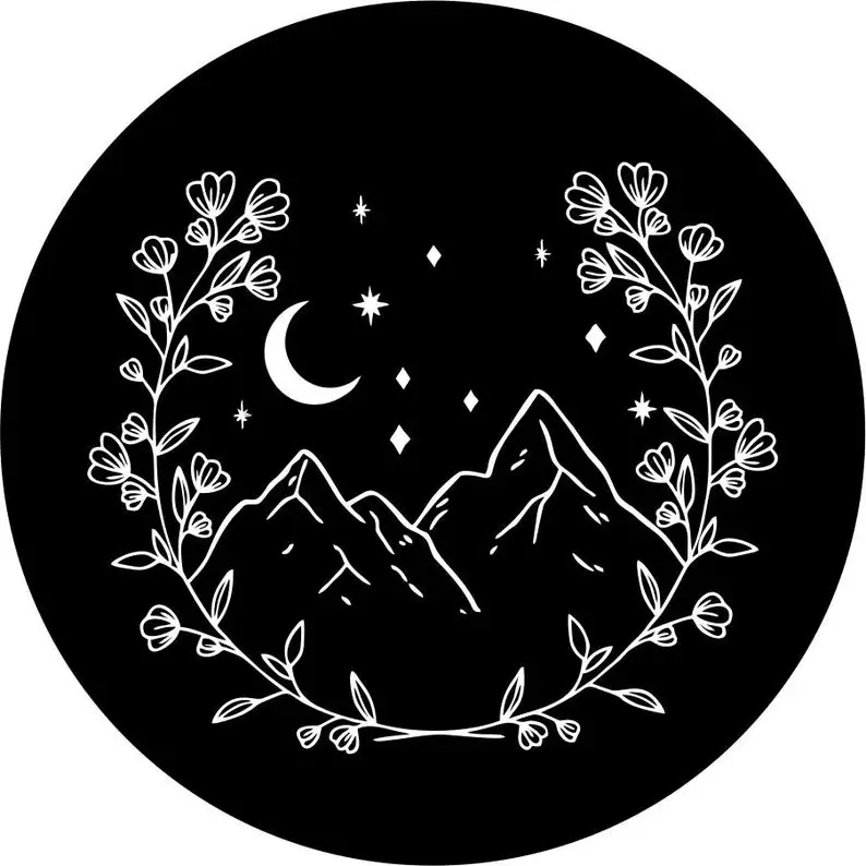 

Floral Mountains in the Stars Spare tire cover for any vehicle make model and size - Jeeps RVs travel trailers campers and more