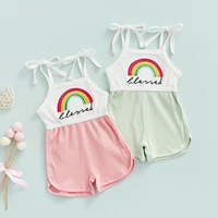 newborn infant baby girl romper rainbow letter print jumpsuit sunsuit playsuit sunsuit summer clothes costumes 0 18m