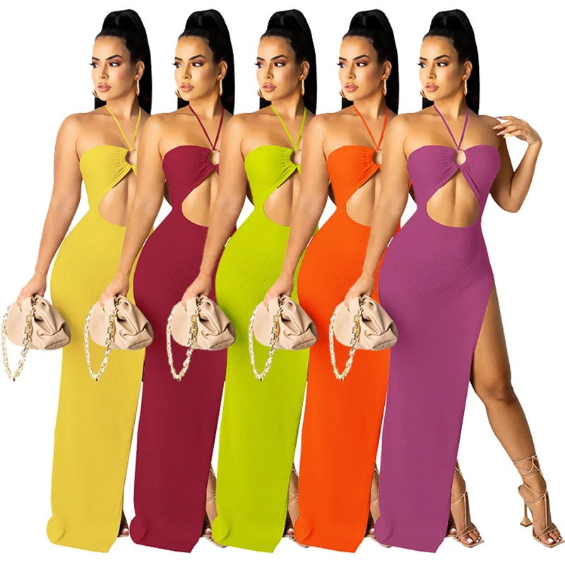 

2022 new summer women's wear hanging neck wrapped chest exposed abdomen exposed legs fashionable sexy dress women