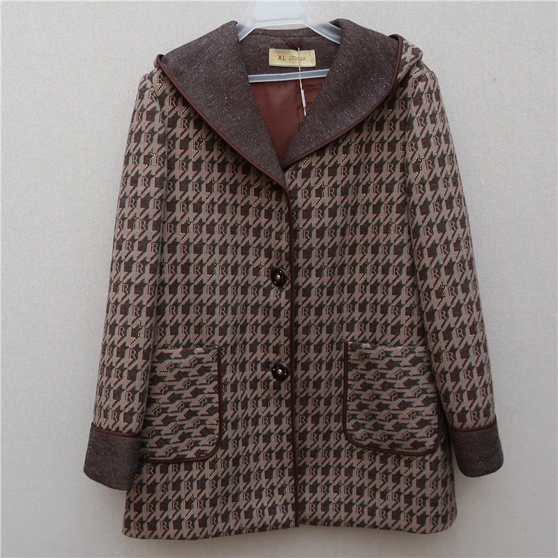 

Осенне-зимняя женская ветровка повседневное пальто прямой кардиган с капюшоном однобортная серая ветровка для пожилых мам