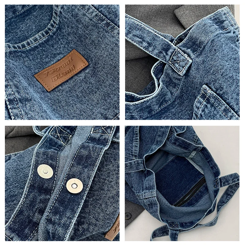 Retro Denim Women's Bag New Jeans Messenger Bag Y2K Canvas Shoulder Bag Student Eco Bag Korean Shopper School Handbag Female Sac