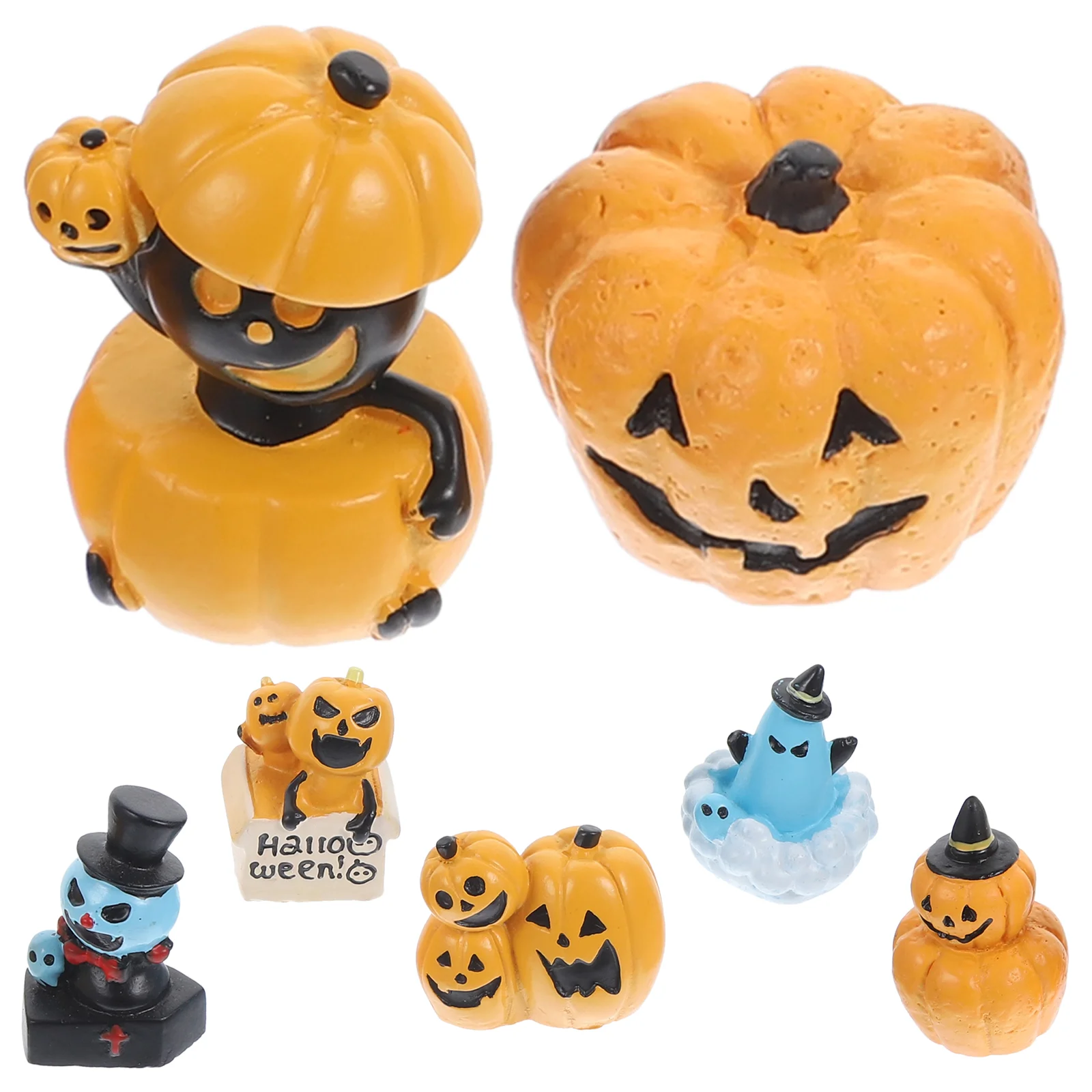

7 шт. миниатюрные фигурки тыквы на Хэллоуин, миниатюрные статуи призраков, украшения для Хэллоуина, настольные декорации