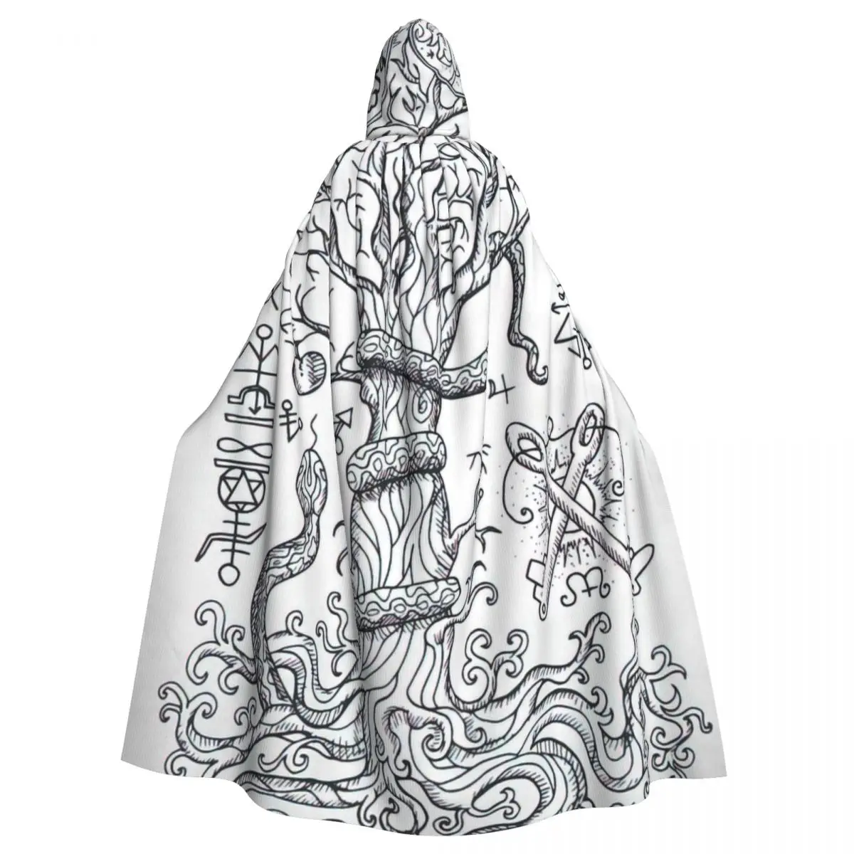 

Arbor Vitae Hooded Cloak Halloween Party Cosplay Woman Men Adult Long Witchcraft Robe Hood