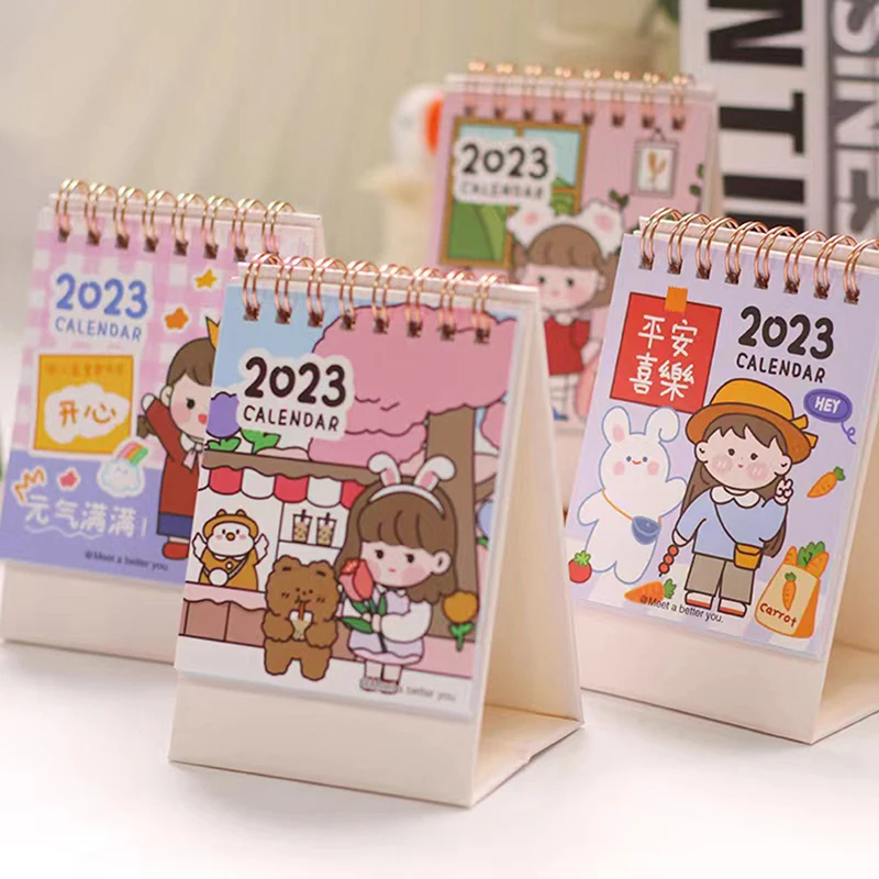 

2023 Mini Desk Calendar Desktop Decoration Book Kawaii Cartoon Korean Creative Notepad Gift Protable Home Decoration