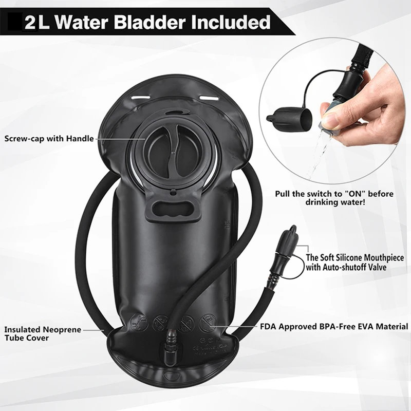 Купи Upgrade Hydration Bladder 2Liter Leak Proof Bladder, Military Water Bladder for Hiking Backpack, Replaceable Bite Valve за 926 рублей в магазине AliExpress