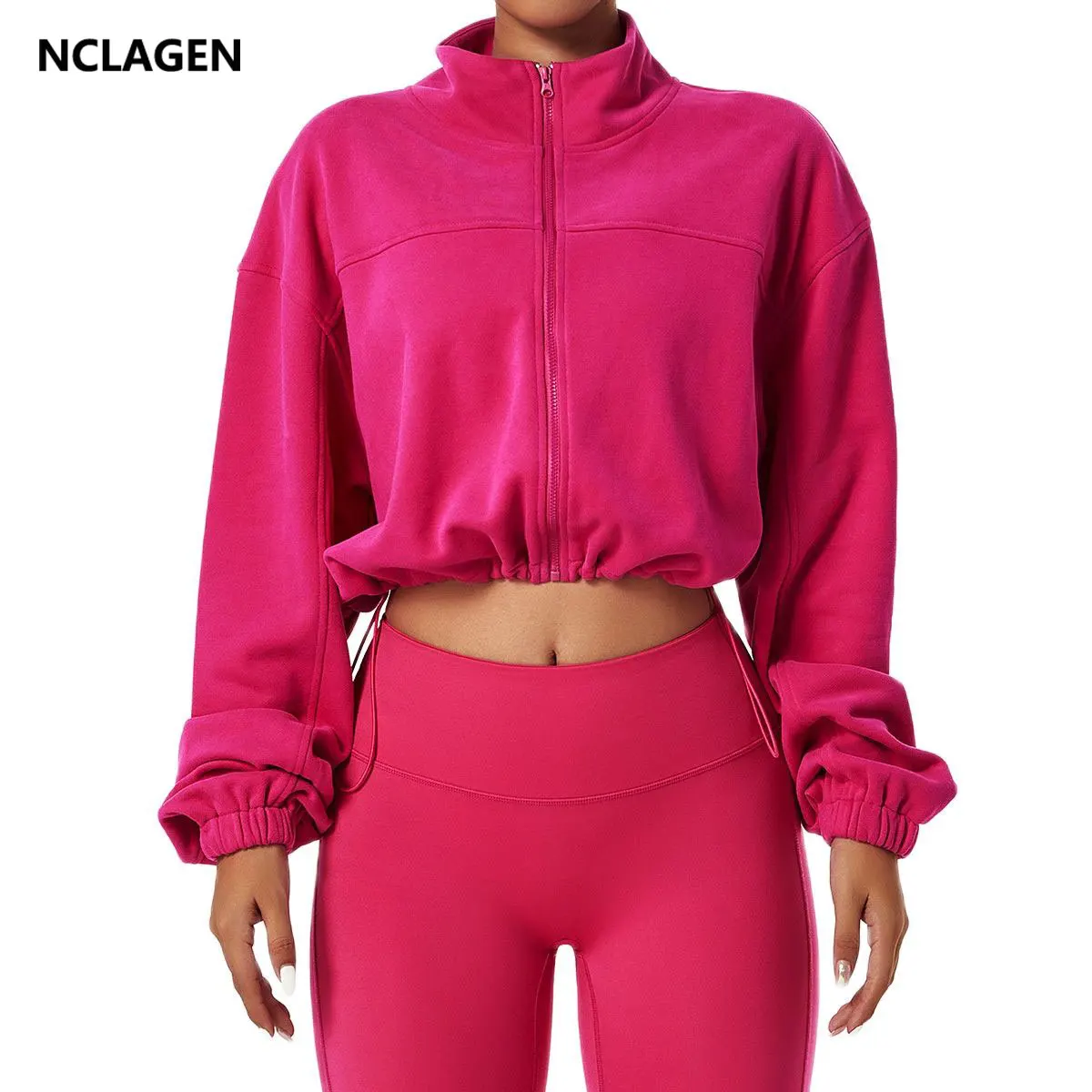 

Куртка NCLAGEN Женская свободная с длинным рукавом, Повседневная Спортивная одежда на молнии, универсальный топ, пальто для велоспорта, тренировок, фитнеса