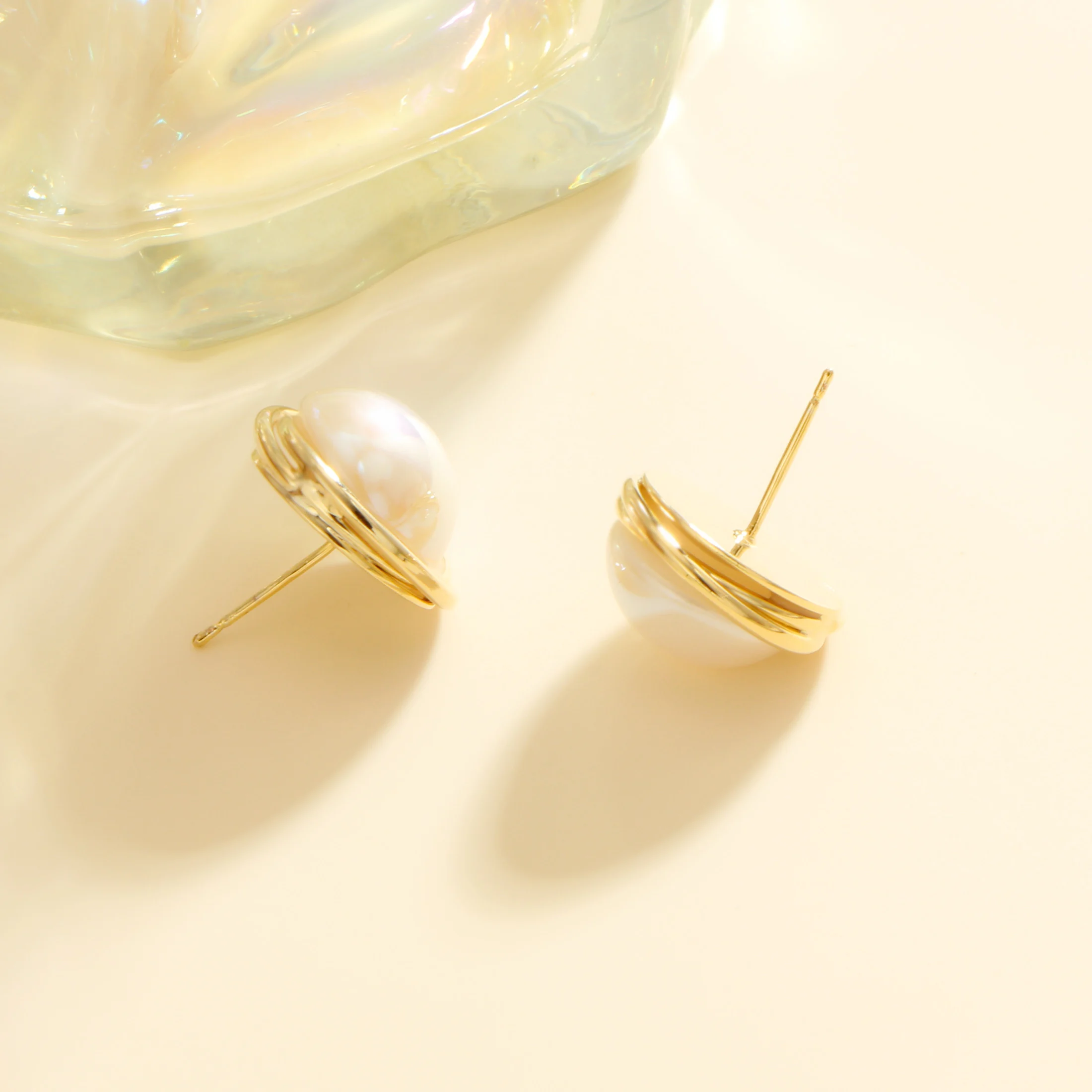 Модные Круглые Спиральные Серьги-гвоздики С Полукруглым Жемчугом