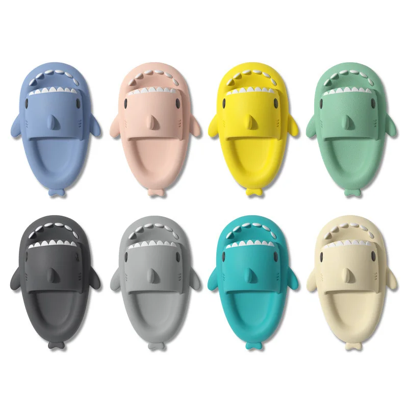 Women Men Indoor Bathroom Slides Cute Shark Slippers 4CM Platform Couples Summer Shoes Soft EVA Female Male Beach Flip Flops