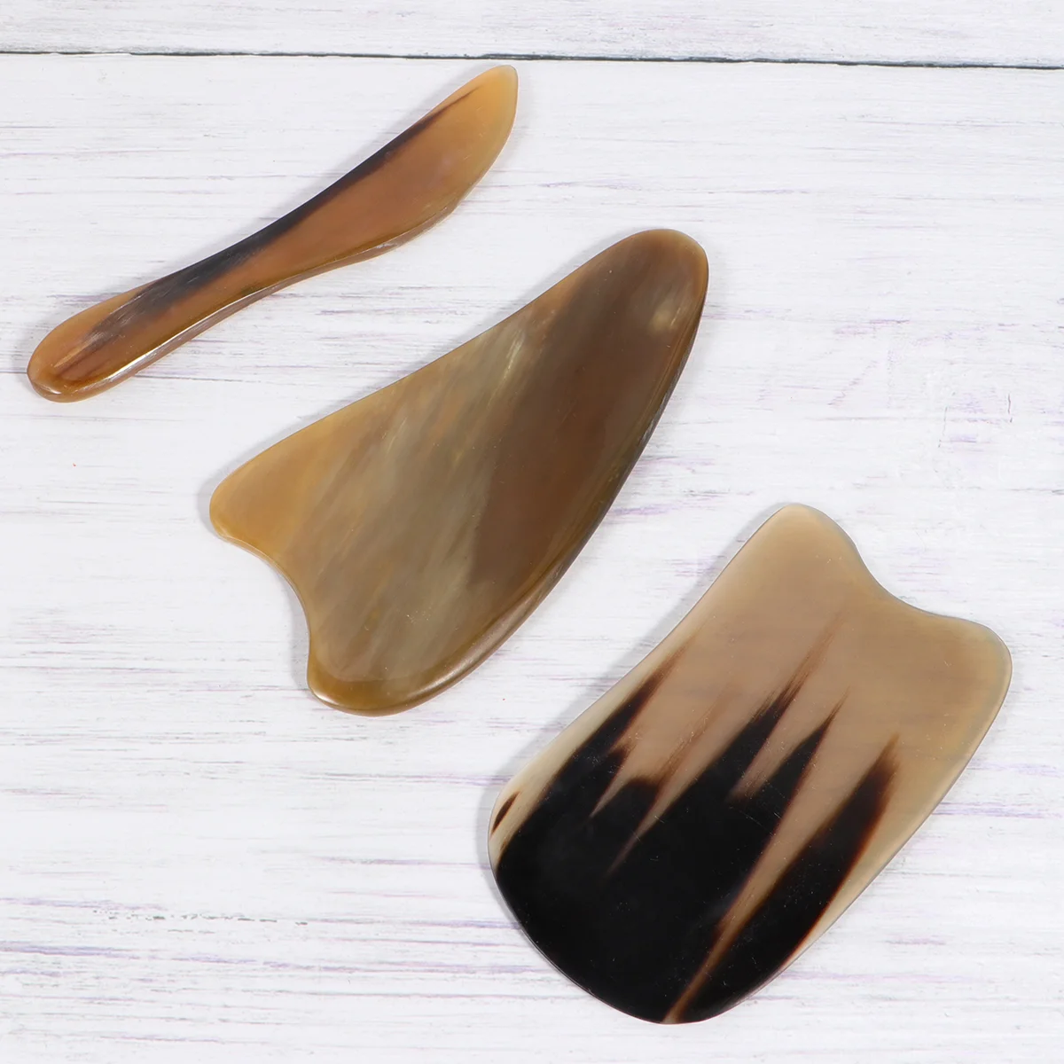 

3pcs Guasha Boards Natural Cattle Horn Portable Neck Eye Care Body Tool