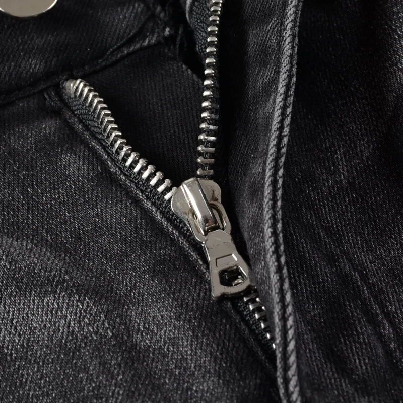 Fashion Streetwear Men Jeans Retro Black Gray Stretch Slim Fit Hole Ripped Jeans Men Patched Designer Hip Hop Brand Pants Hombre