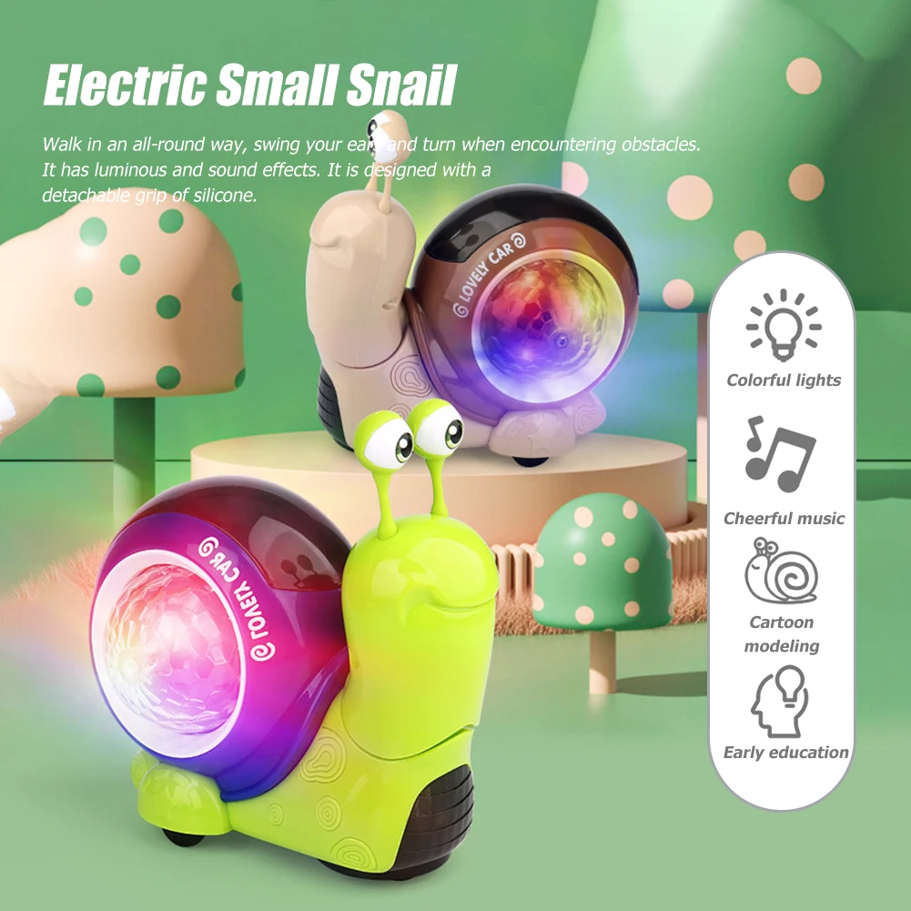

Music Light for Infant Cartoon Snail Baby Toys Battery Powered Plastic Walking Toys Hand-eye Coordination Early Educational Toys