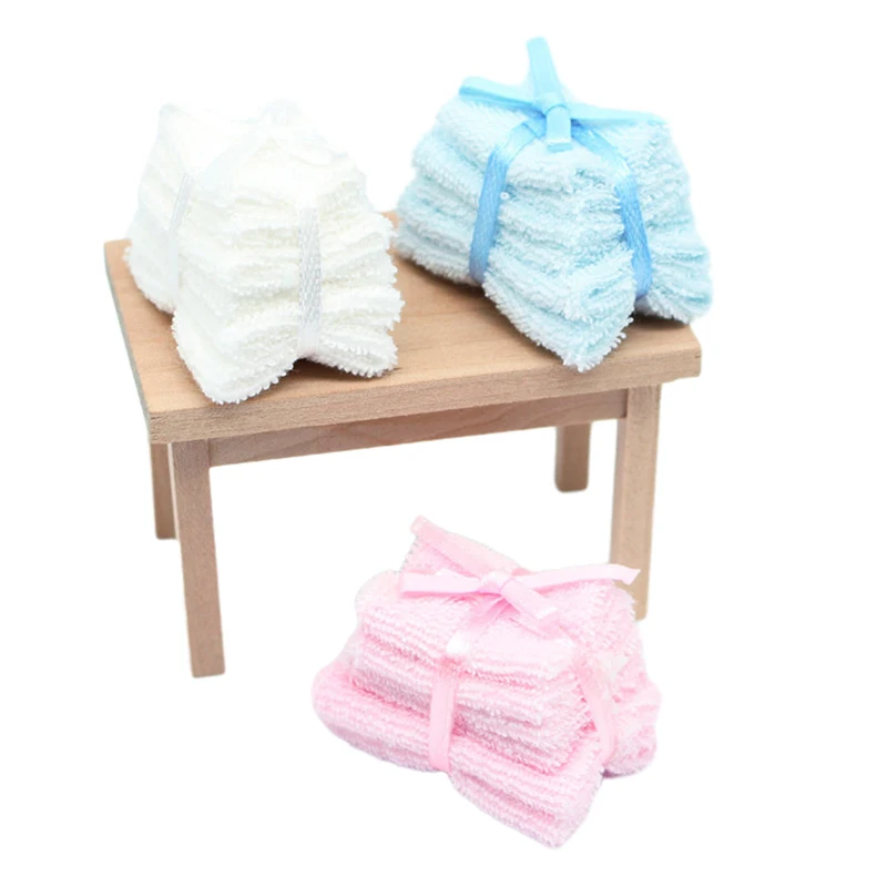

Dollhouse Miniature Towel Bath Towel Combination Simulation Mini Bathroom Bathroom Decoration Model