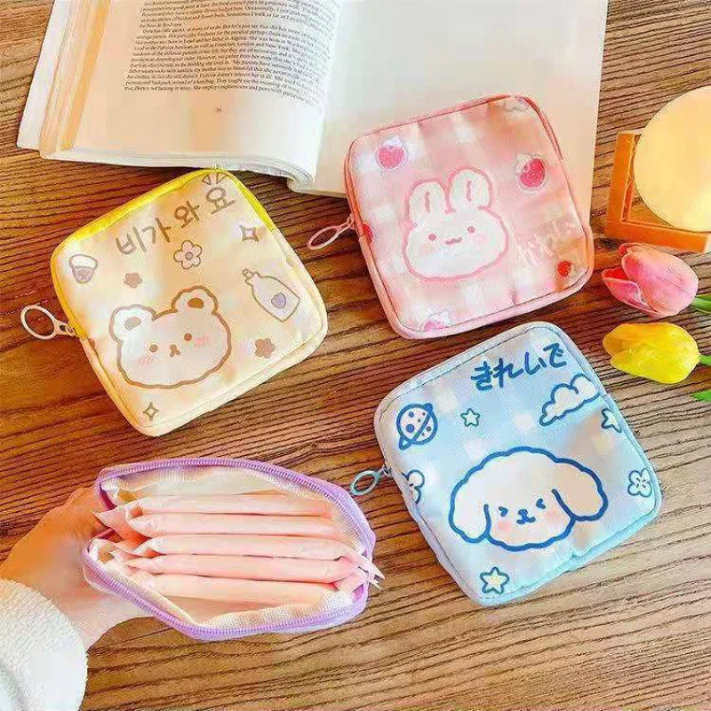 

Cute Large Capacity Sanitary Napkin Storage Bags Cartoon Rabbit Bear Girls Physiological Period Organiser Bag Mini Bag