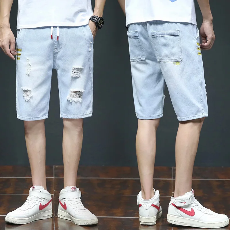 

2022 New Hot Sale Knee Length Jeans Fashion Comfortable Breathable Casual Drawstring Korean Style Outdoor Daily Man Pants