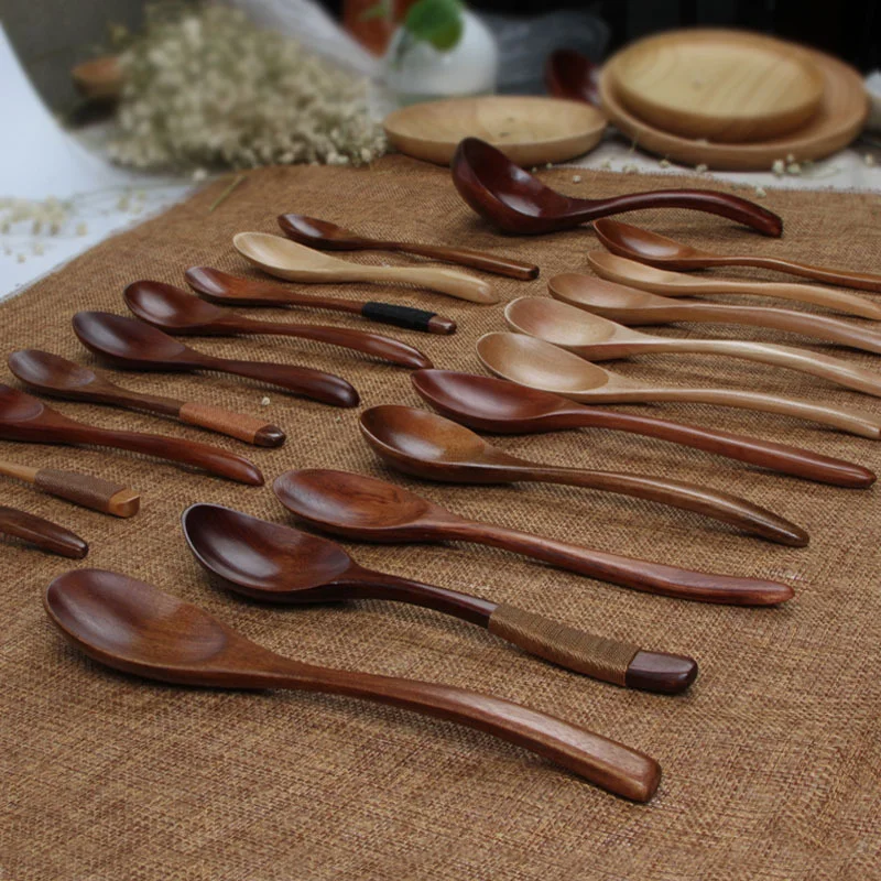 

1PC Teaspoons Natural Wood Soup Spoon Creative Spoons Kitchen Cooking Tools Home Tableware