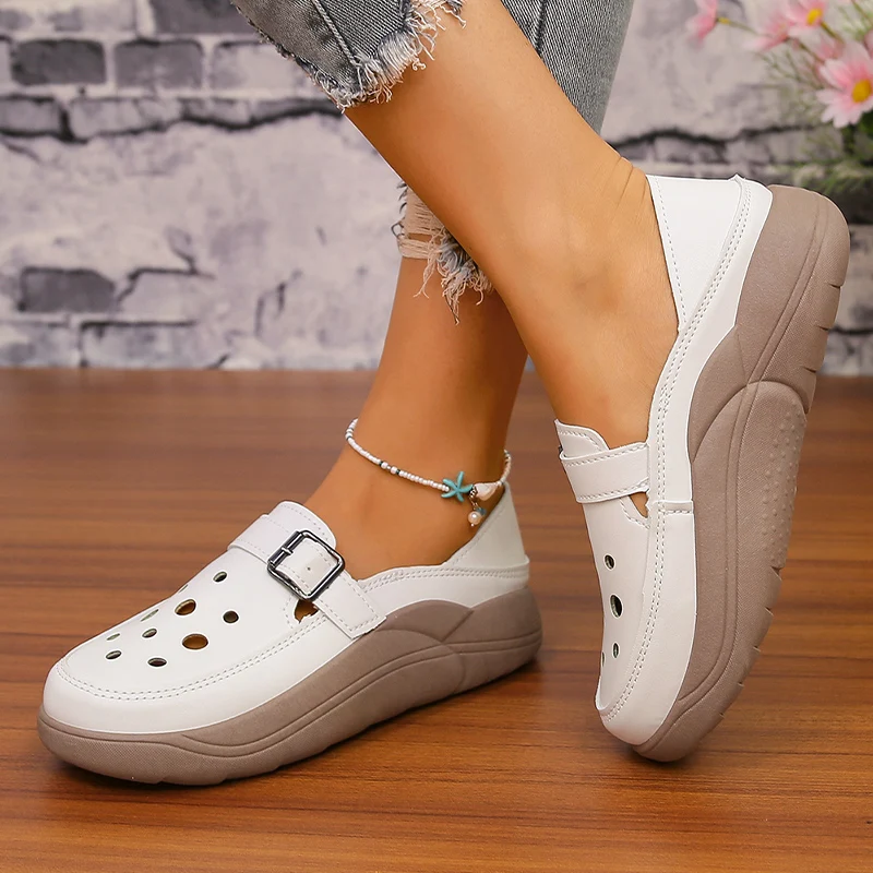 

Summer Women's Shoes Round Head Hollow Breathable Platform Sport Shoes New Walking Running Shoes Fashion Casual Loafers Footwear