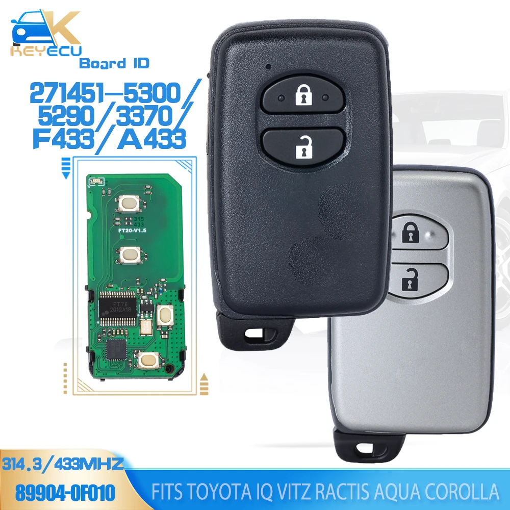 

ID платы ключей: F433 A433 271451-3370 / 5300 / 5290 смарт-карта дистанционный ключ брелок для Toyota IQ Vitz Ractis Aqua Corolla