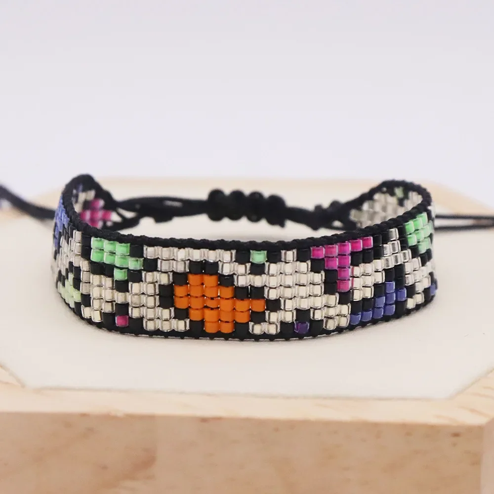 Браслет ручной работы в стиле ретро с рисовым шариком и леопардовым принтом