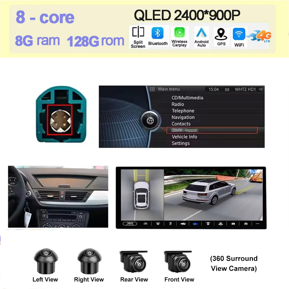 

Android 15 QLED экран Carplay автомобильный радиоприемник видео мультимедийный плеер для BMW X1 E84 2010-2015 CIC система стерео GPS BT DSP SWC