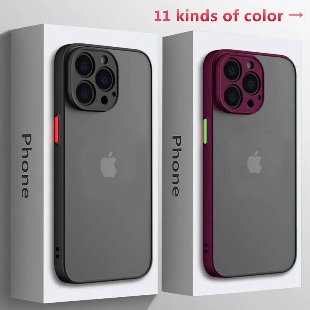 

Luxury Matte Frosted Clear Phone Case For iPhone 14 13 11 12 Pro Max X XS Max XR 8 7 14 Plus SE 2020 Square Silicone Cover funda