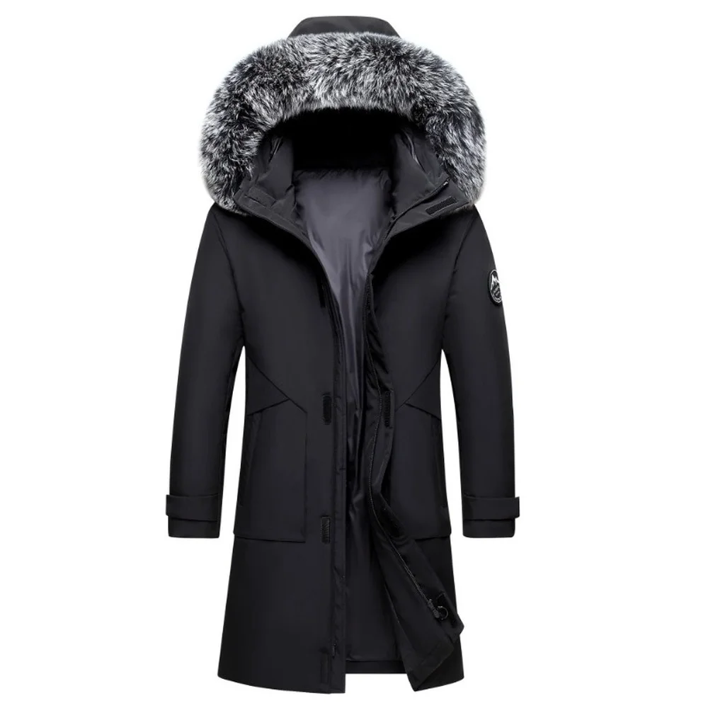 Down Jacket Men Winter Parka Long Men Outdoor  Fur Collar Jacket Fashion Clothing Thicken  Overcoat Cold Weather Long Jacket Men
