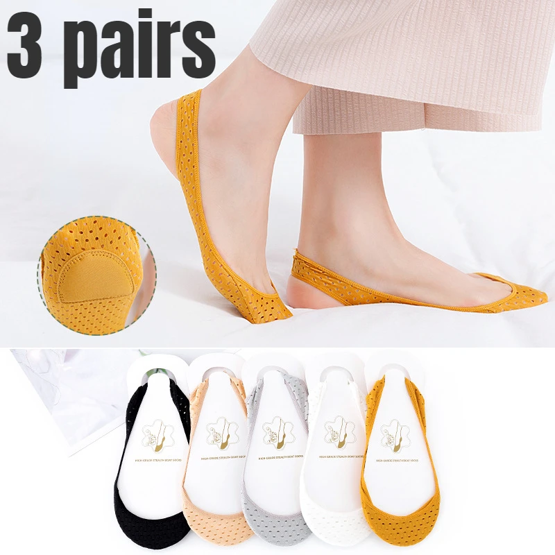 

Носки-невидимки женские, силиконовые Нескользящие туфли на высоком каблуке, тонкие чулки с полуладонями, из вискозы, кавайные, 3 пары, на лет...