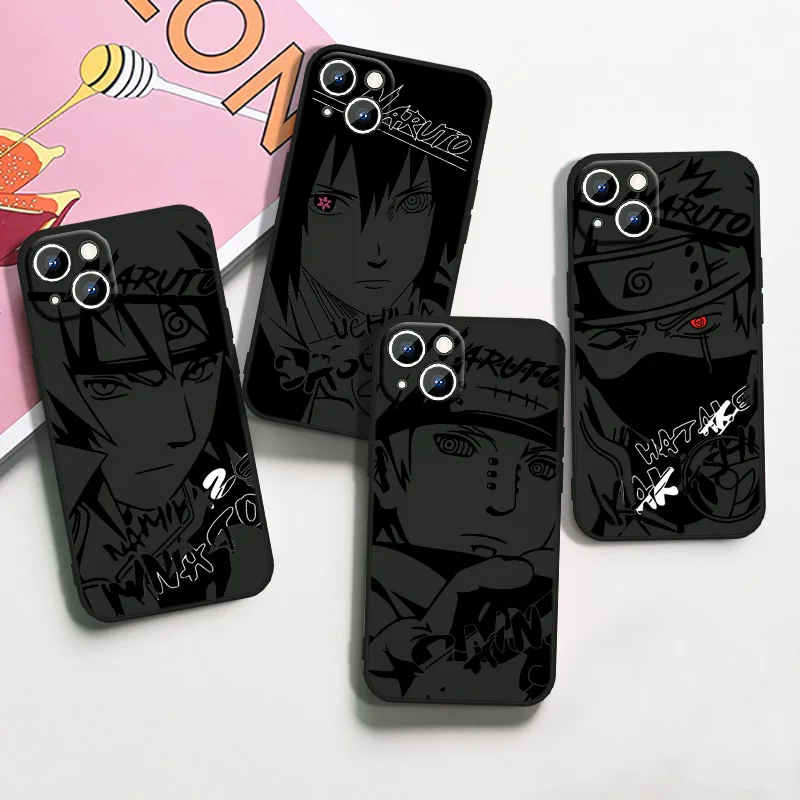 

Narutos Sasukes Kakashies Pains Phone Case For Apple iPhone 14 13 12 11 mini XS XR X Pro Max 8 7 6S 6 5S 5 Plus Black Cover