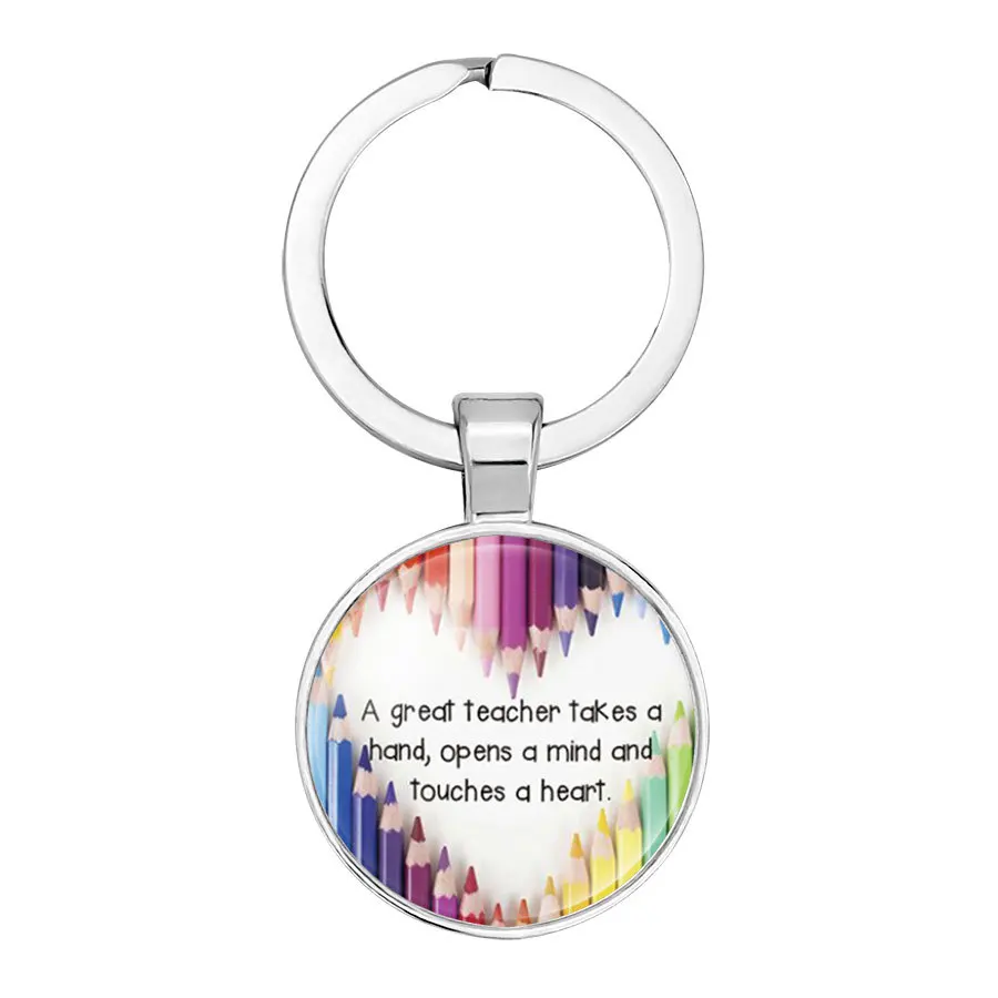 

Hot Sale Key Chain Teacher's Day Creative Gift Dome Glass Key Ring Keychain