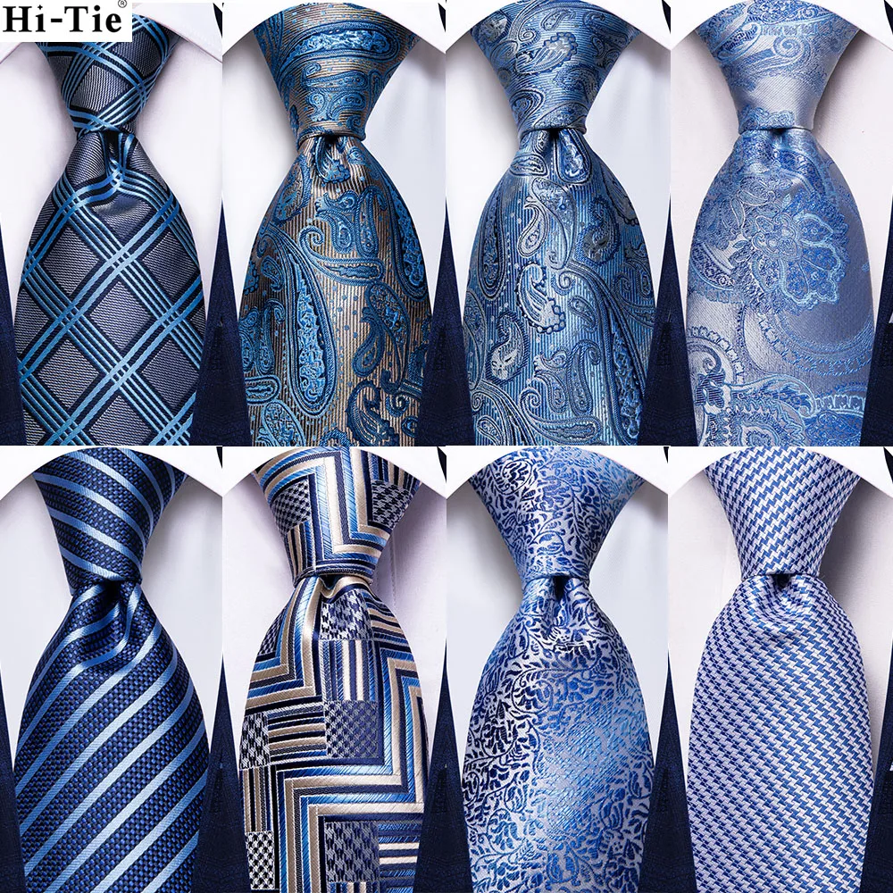 

Модный дизайнерский светильник, синий, серый, Пейсли, Шелковый Свадебный галстук для мужчин, ручная запонка, мужской галстук, деловые вечерн...