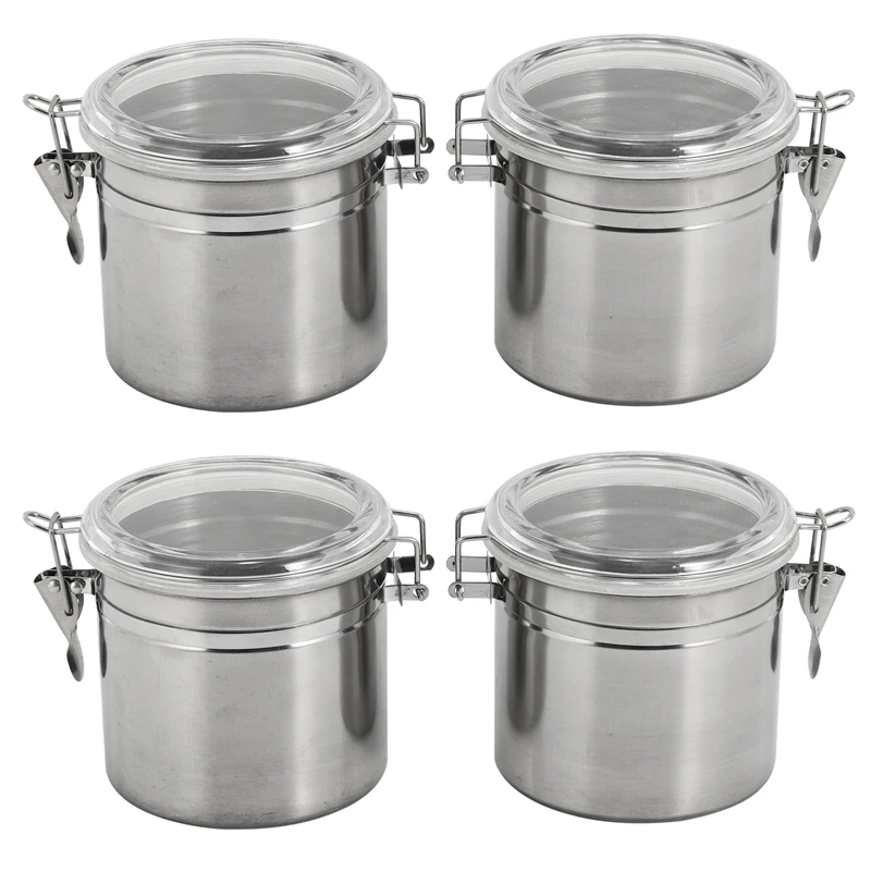 

2X Airtight Canisters Sets For The Kitchen Stainless Steel - Beautiful For Kitchen Counter, Small 32Oz