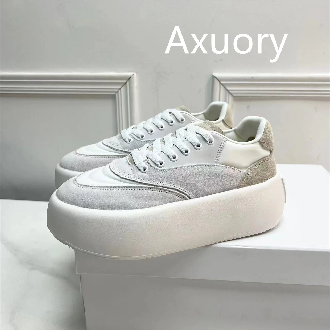 2023 Ladies Casual Shoes Mixed Color Thick sole anti slip sports shoes lace-up Cow suede material High Quality Daily Wear