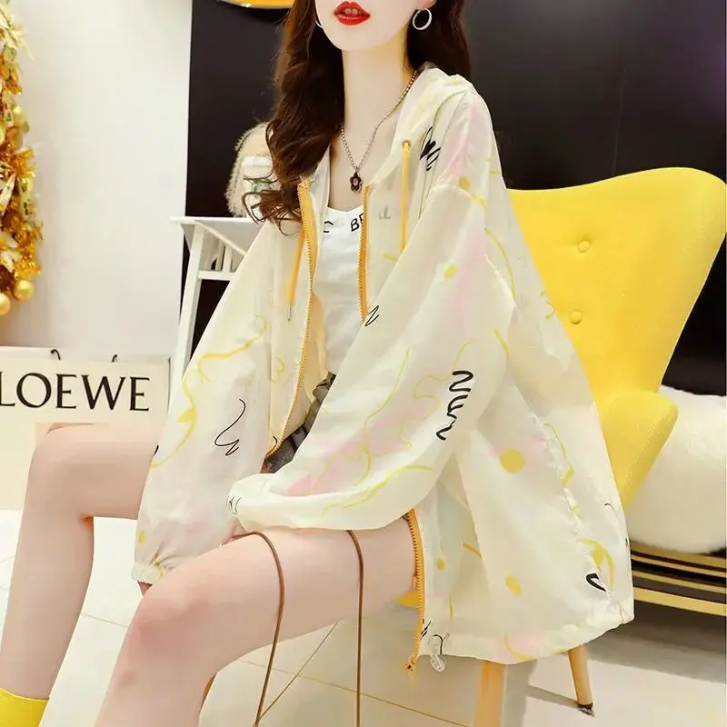 

Korean Casual Cardigan Coat Women's Summer Thin New Loose Student UV Breathable Jacket Ladies Shawl Outerwear