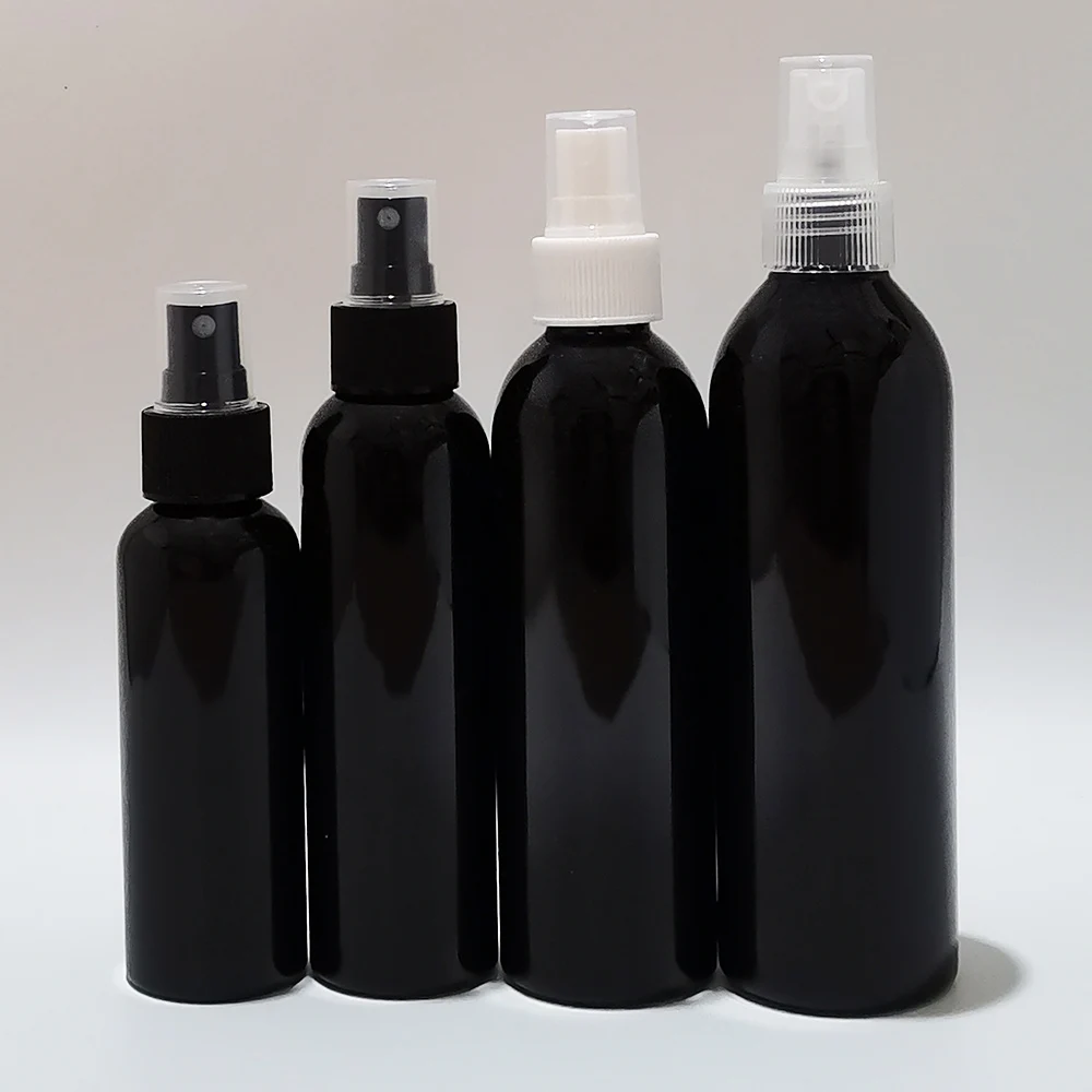 

100ml 150ml 200ml 250ml Empty PET Black Container With Sprayer Pump Fine Mist Spray clear Bottle Cosmetic Packing For Perfumes