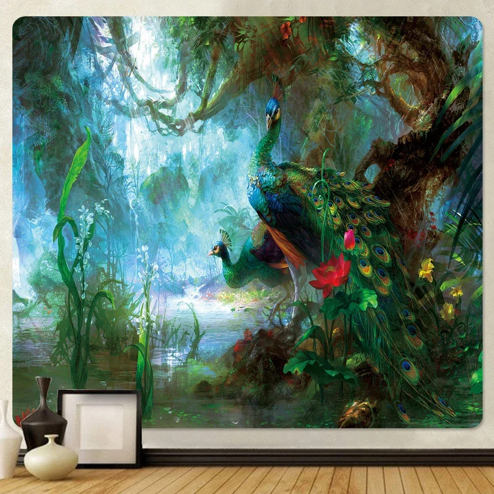 Magic Forest Elf Psychedelic Scene Home Art Deco Tapestry Bohemian Decoration Wall Mount Tarot Yoga Mat Bedroom