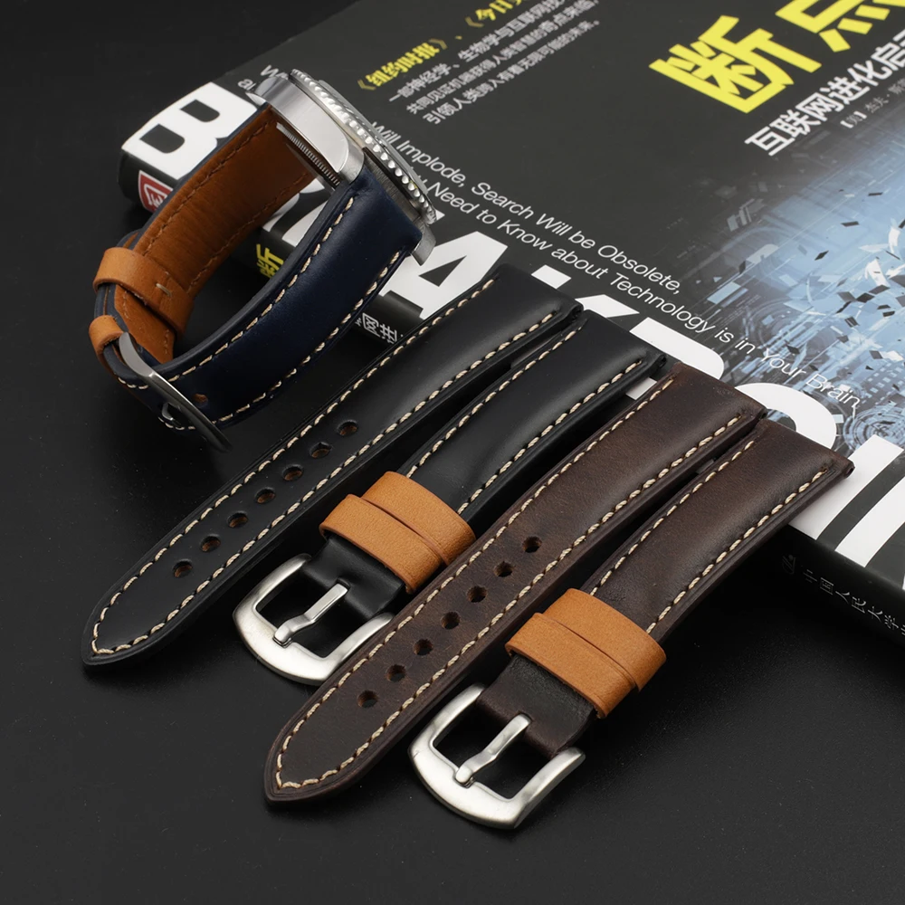 

Onthelevel Genuine Cow Leather Wristband Watch Strap 18mm 20mm 22mm Comfortable Wearing Watch Accessories For Man Gift #E