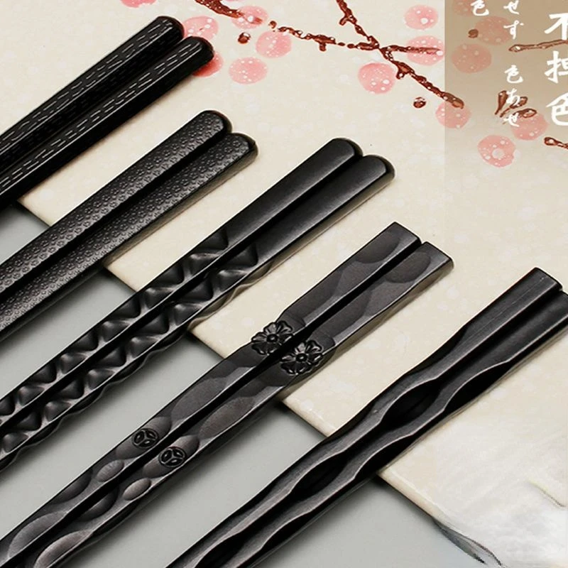 

10Pairs Set Japanese Chopsticks Black Sushi Fast Food Noodles Chop Sticks Korean Tableware Kitchen Bar Supplies Chinese Cutlery