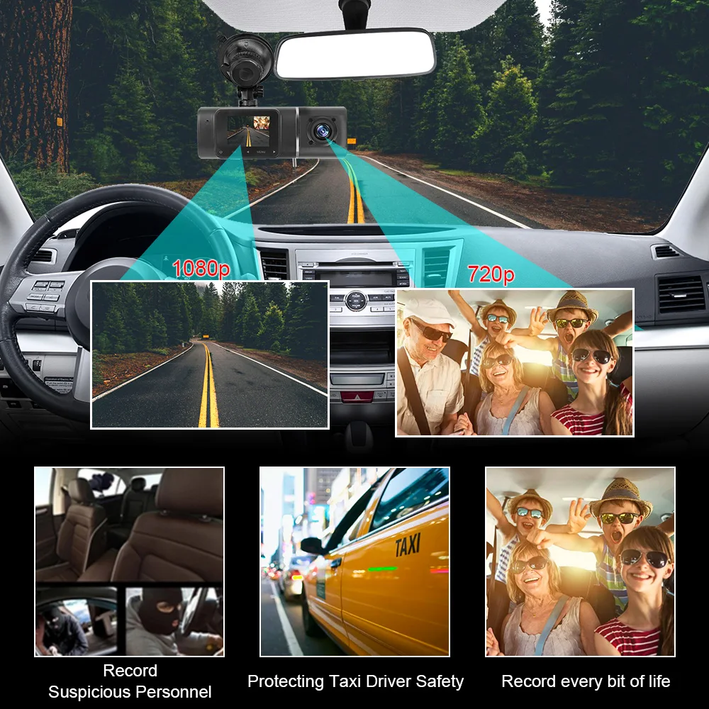 Автомобильный видеорегистратор с экраном 1 5 дюйма внутренняя камера заднего