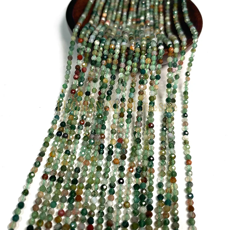 Бусины из натурального индийского агата маленького размера граненые круглые