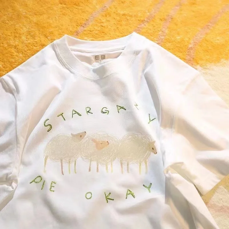 

Fashion Cute Retro sheep Graphic T shirt Summer Y2K Street Hip Hop Men and Women Personalized Loose Art Oversized T shirt