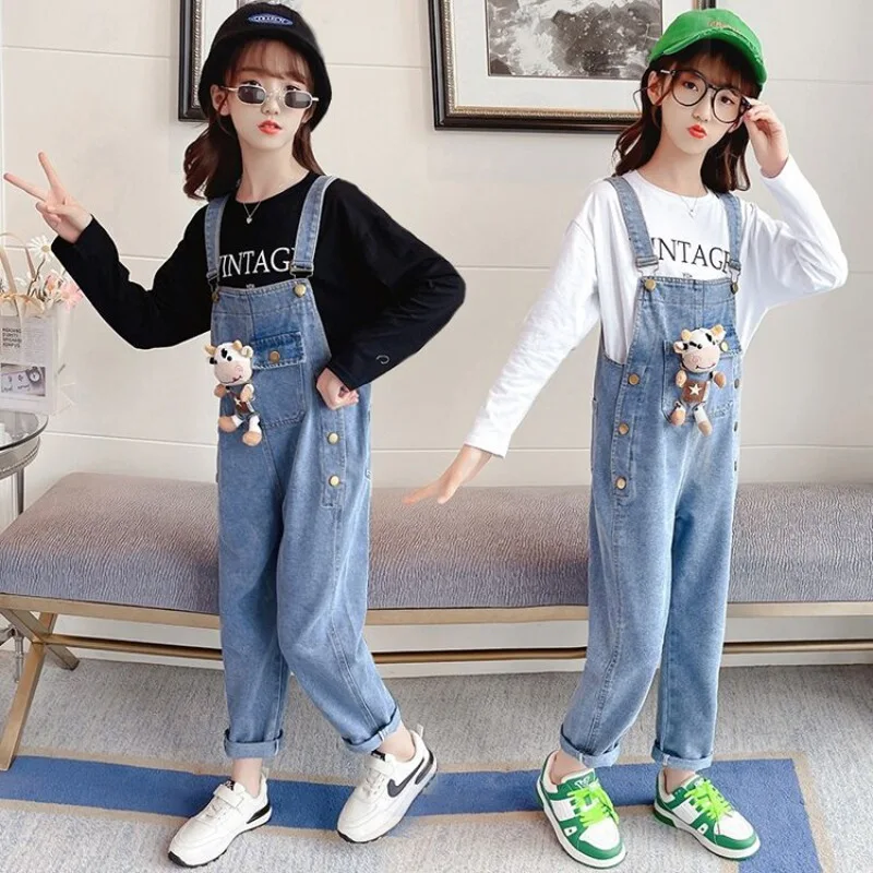 YourSeason Spring Baby Overalls Fashion Cartoon Bear Jumpsuits Pants For Girl Size Cotton Jeans Korean Clothing |