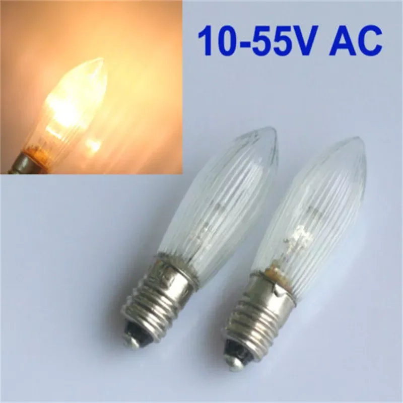 

Сменная Светодиодная лампа E10, лампочка-свеча, лампочки для световых цепей 10-55 В переменного тока для ванной комнаты, домашние лампочки для д...