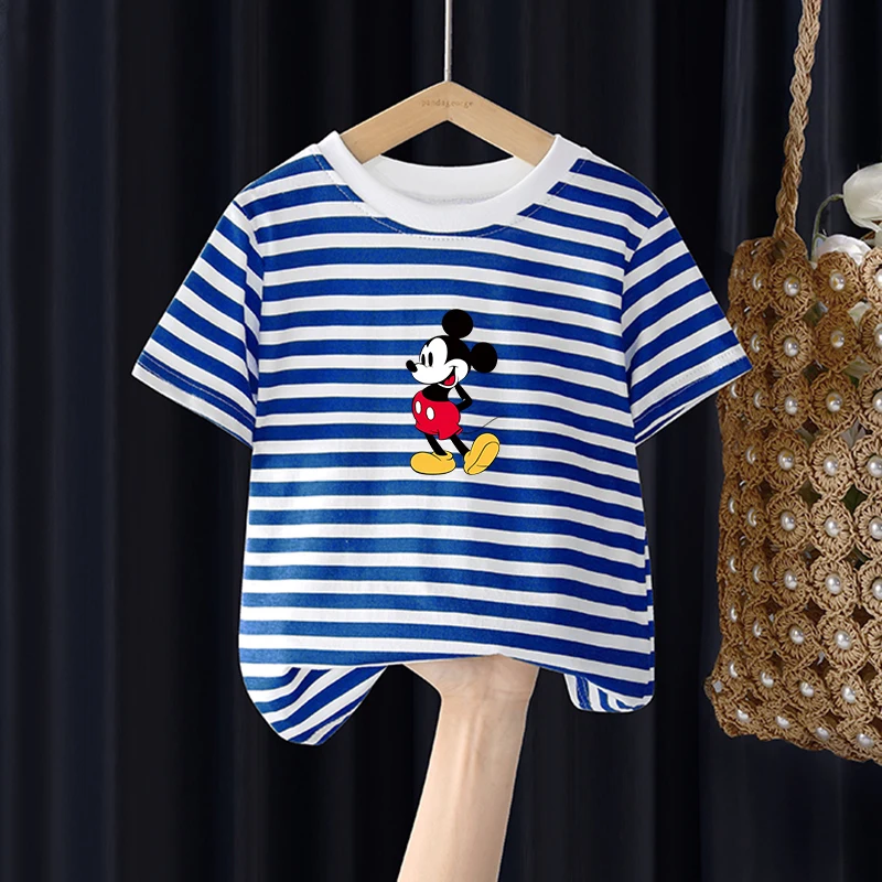 2023 New Mickey Mouse Summer Short Sleeve Kids T Shirt for Boy Cotton Tshirts for Girls Tops Casual T Shirt Children Clothes