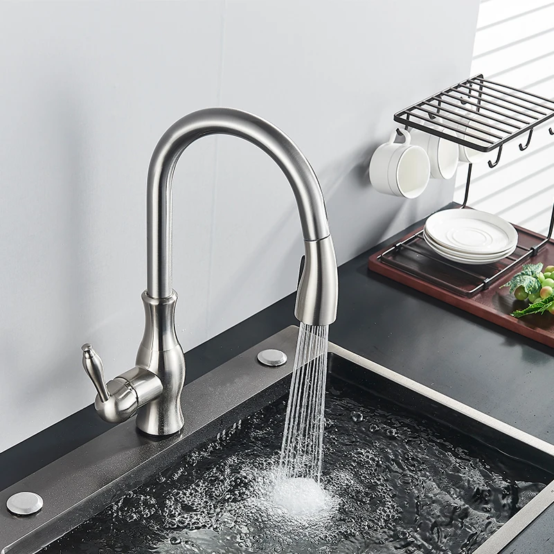 

Upgrade Smart Touch Kitchen Faucet Poll Out Sensor Faucets Nickel/Black 360 Rotation Crane Dual Outlet Water Mixer Taps